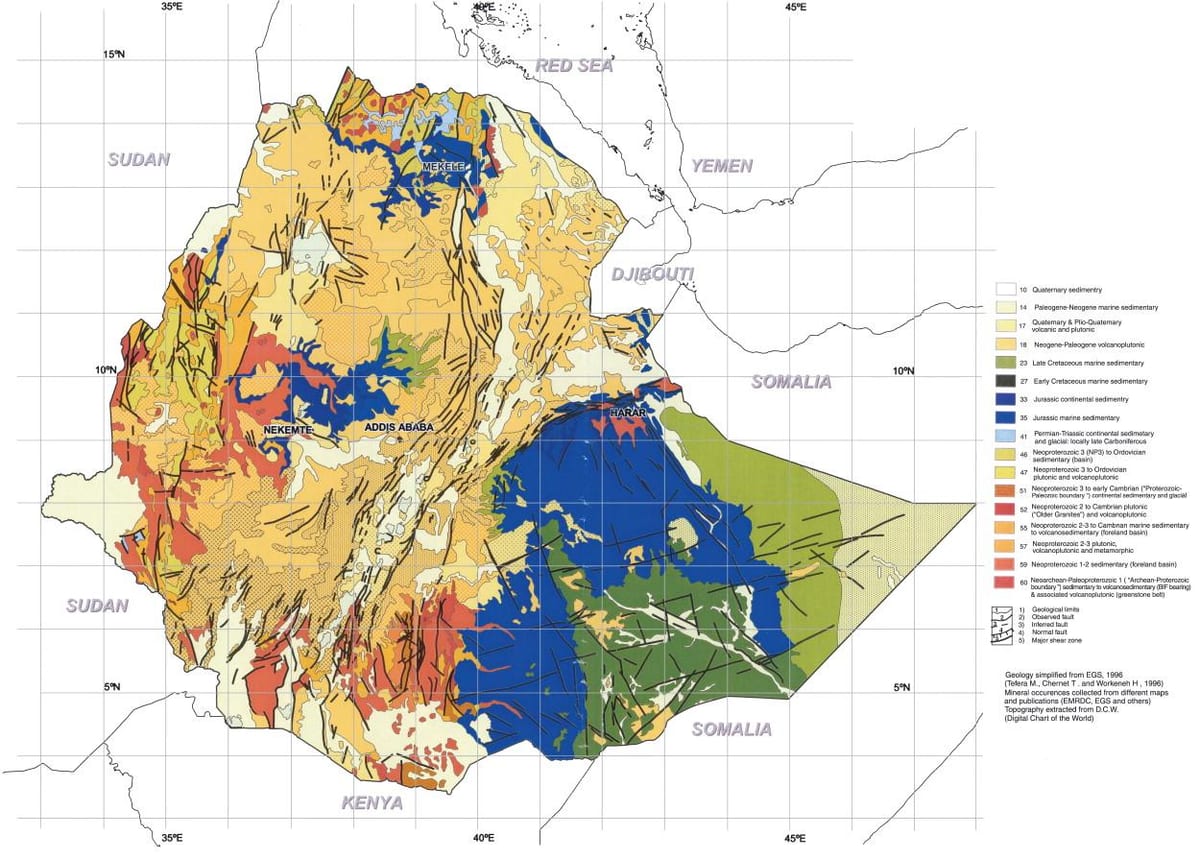 mappa di mappa geologica dell'Etiopia