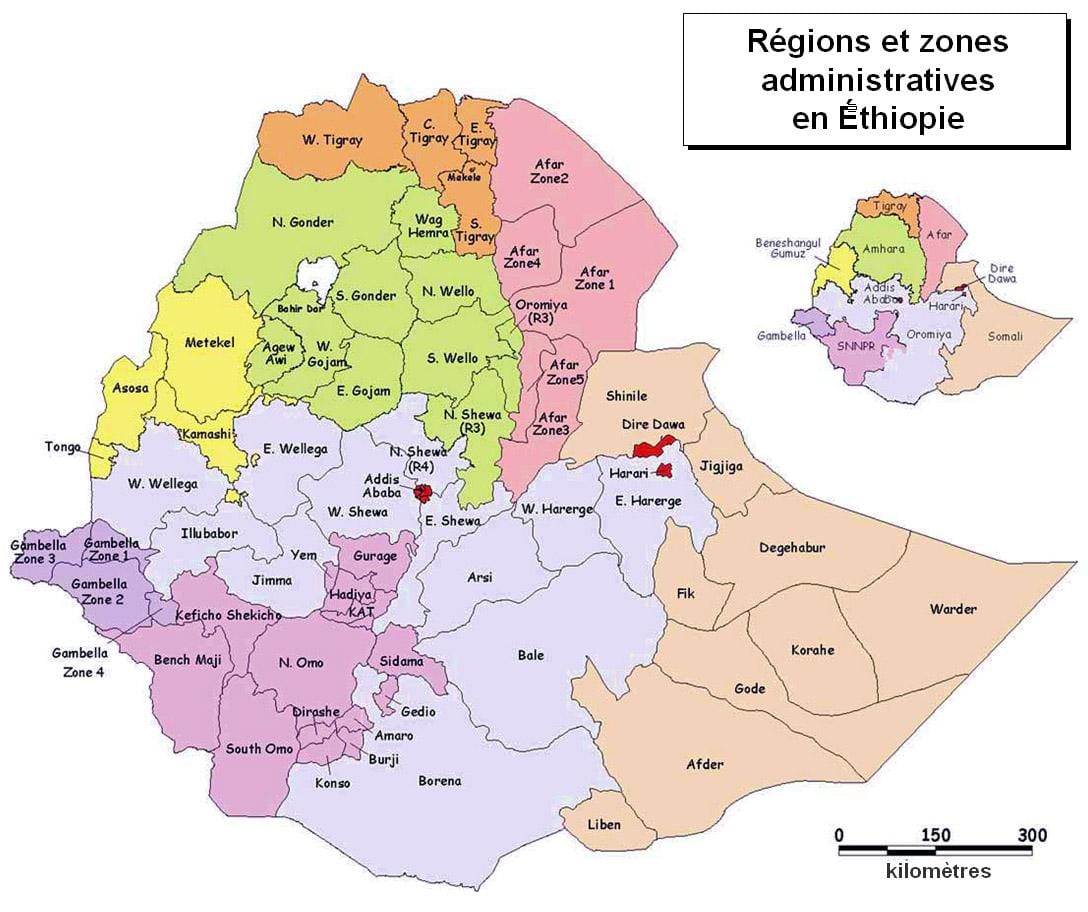 mappa di Etiopia amministrativo