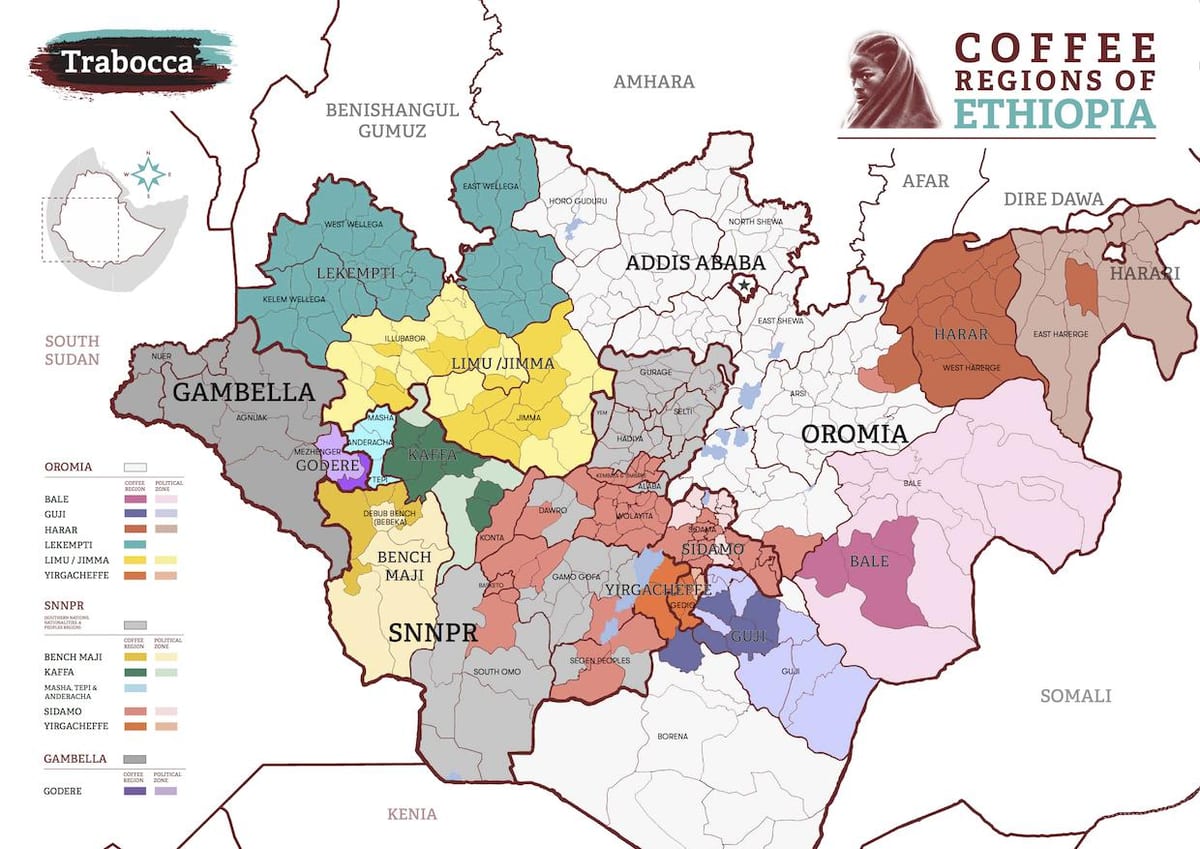 mappa di Etiopia caffè