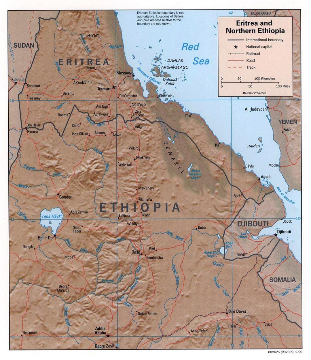 mappa di Etiopia del nord