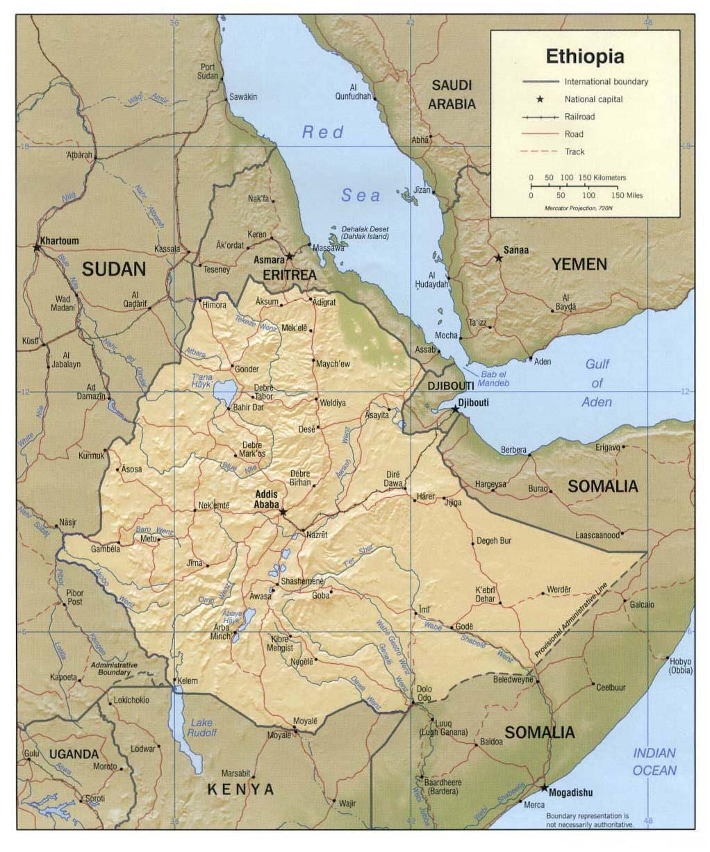 mappa di Etiopia mappa 1980