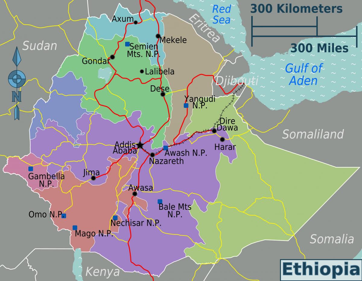 Etiopia attrazioni turistiche mappa