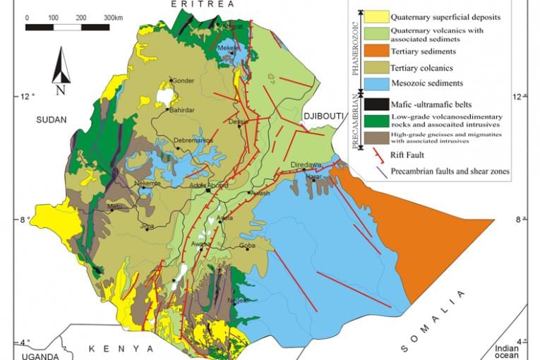 mappa di Etiopia risorse naturali