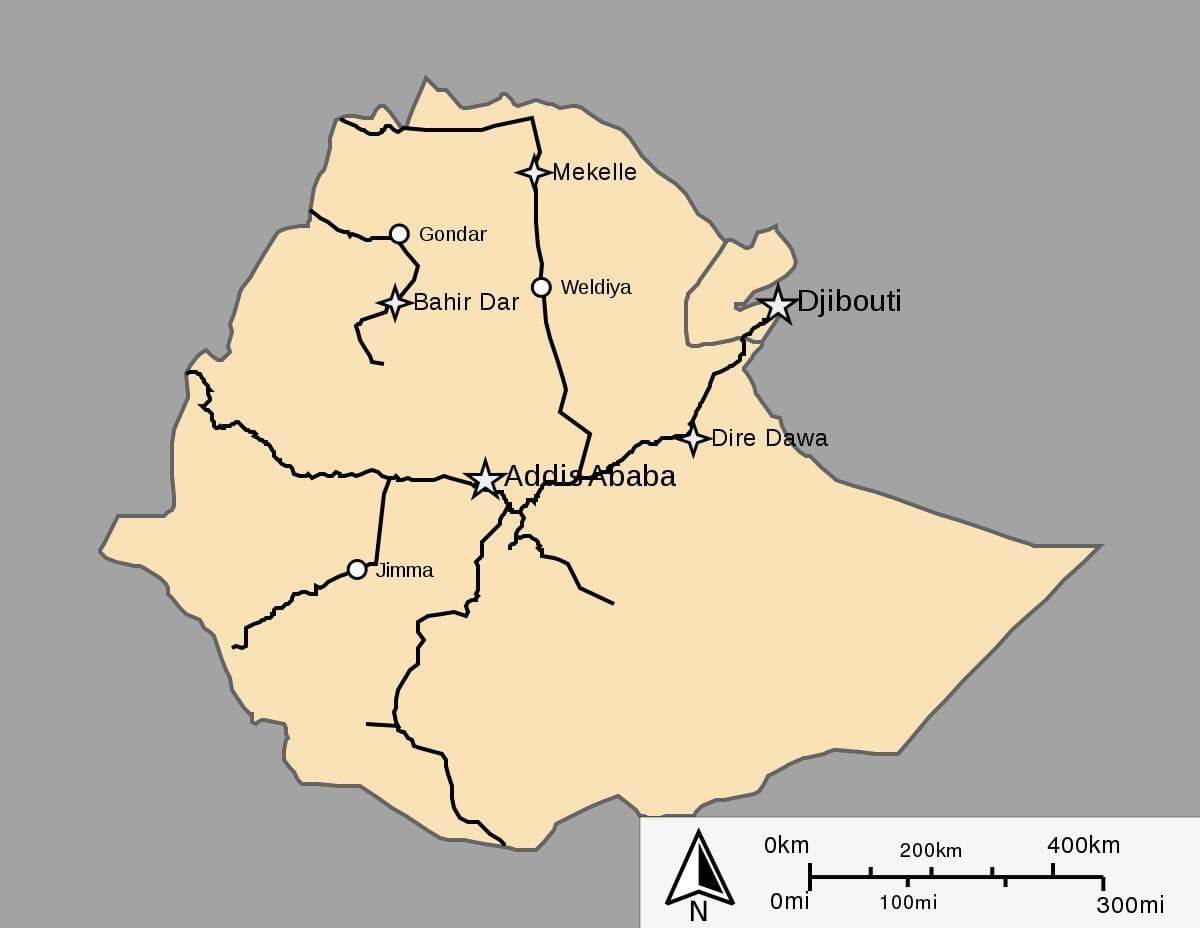 mappa di Etiopia treno