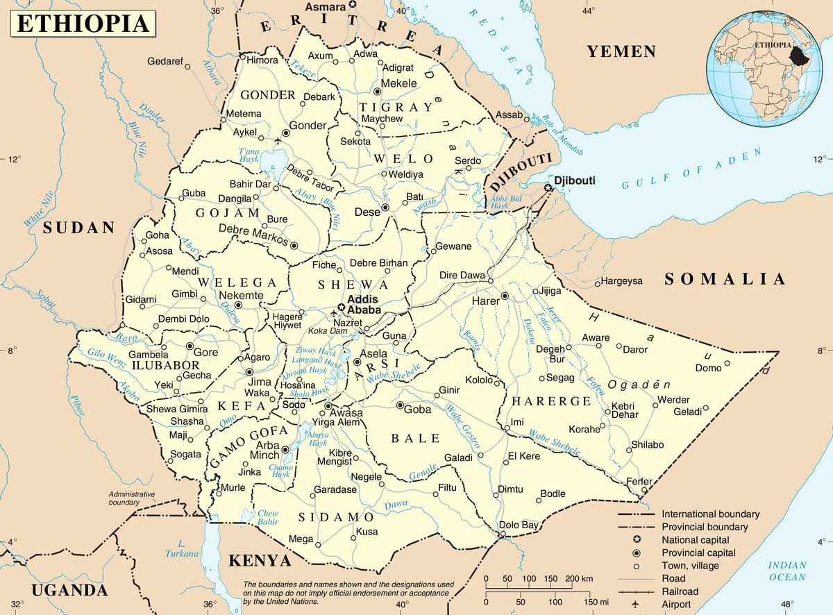 mappa politica dell'Etiopia
