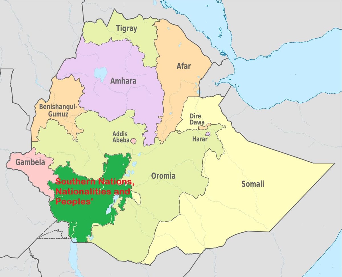 mappa di snnpr Etiopia