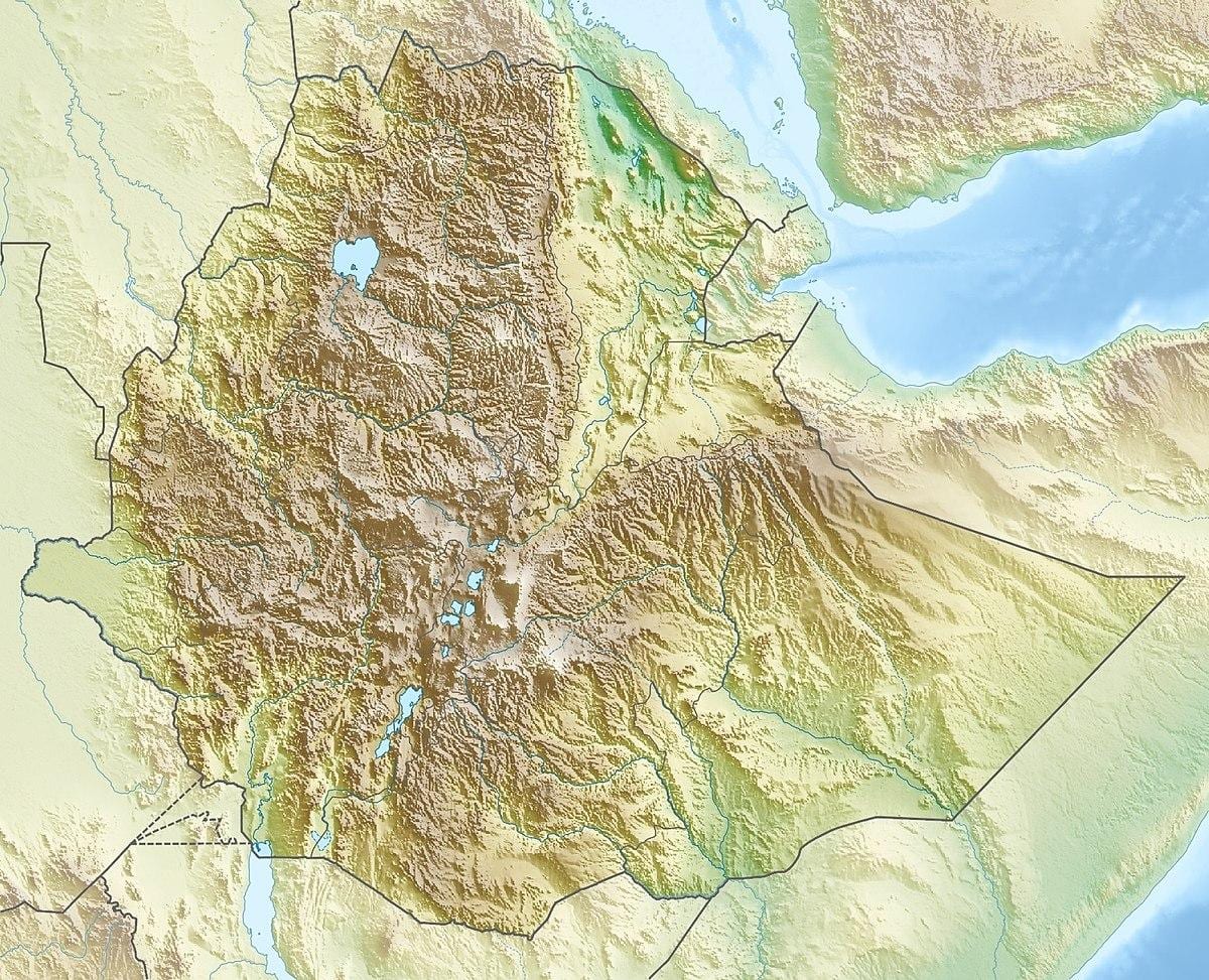 mappa di montagne Etiopiche