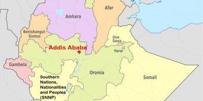 Addis abeba, Etiopia mappa del mondo