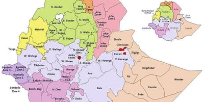Mappa di Etiopia amministrativo