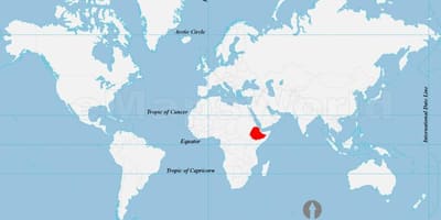 Mappa di Etiopia posizione nel mondo