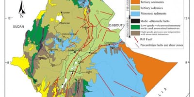 Mappa di Etiopia risorse naturali