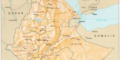 Mappa di Etiopia durante il derg