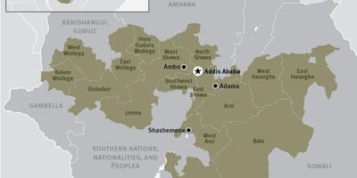 Mappa di regione oromia in Etiopia